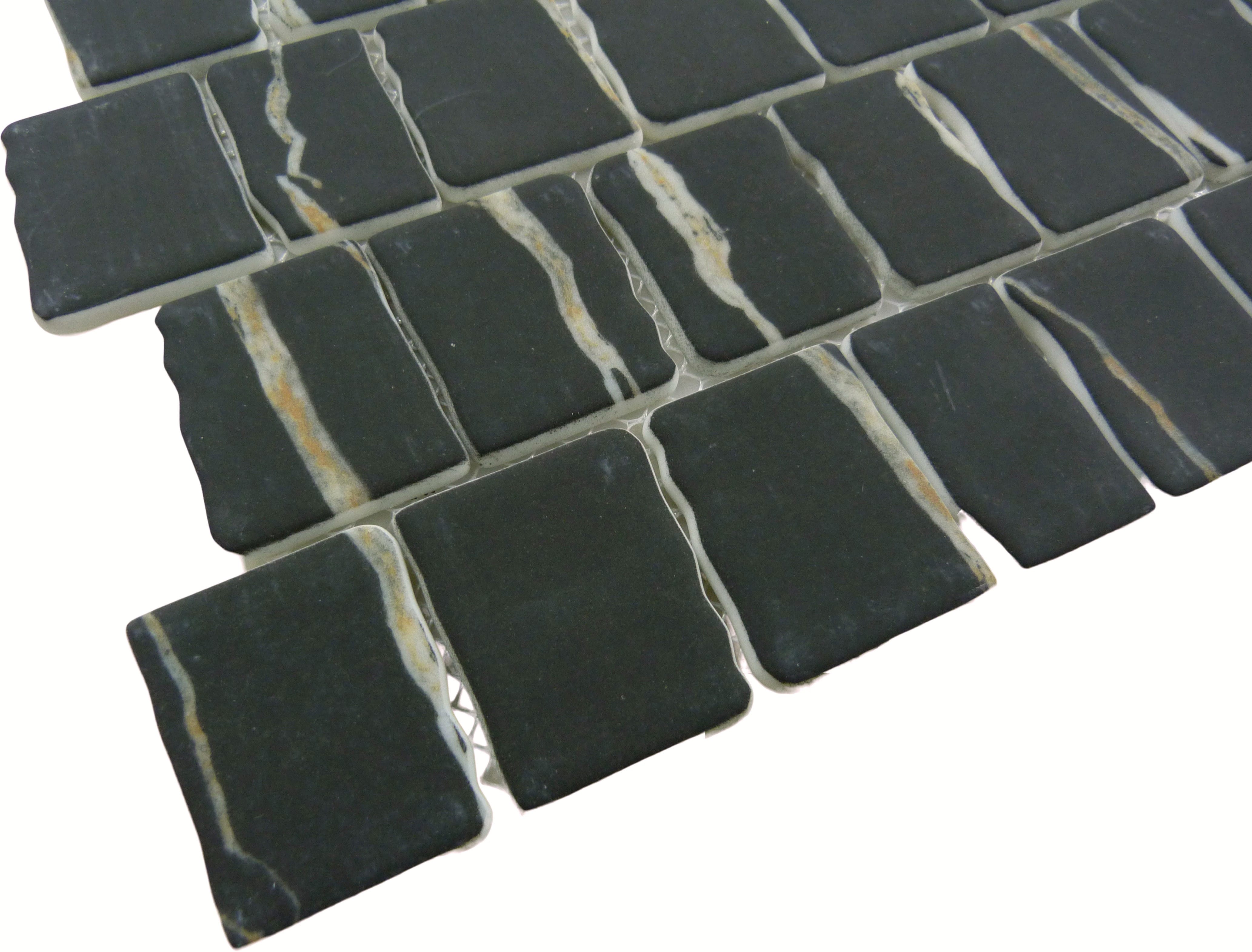 Illusion Ruse Black Matte Glass Tile Euro Glass