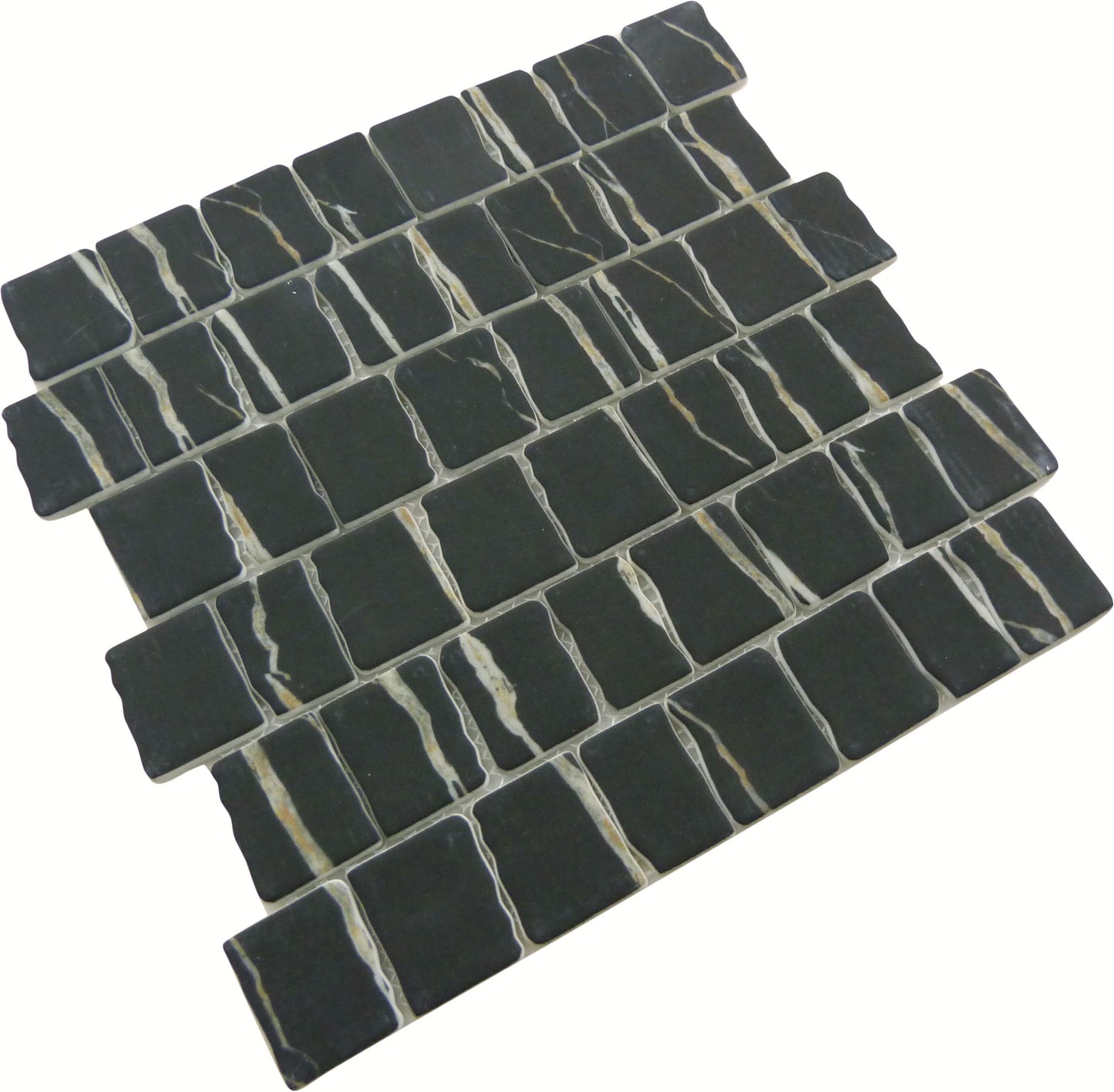 Illusion Ruse Black Matte Glass Tile Euro Glass