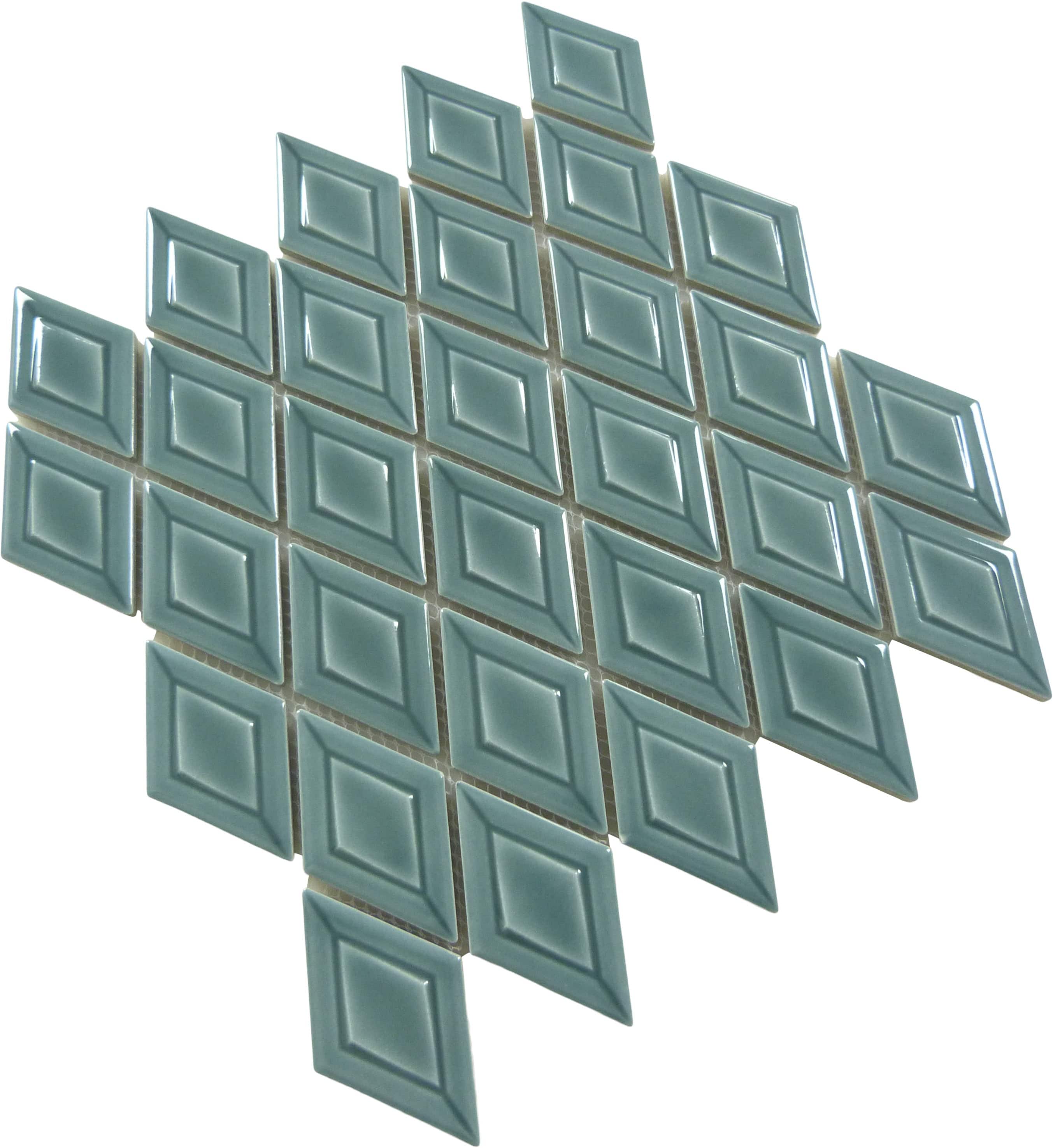 Kelpa Green Diamond 2x3 Glossy Porcelain Tile Euro Glass