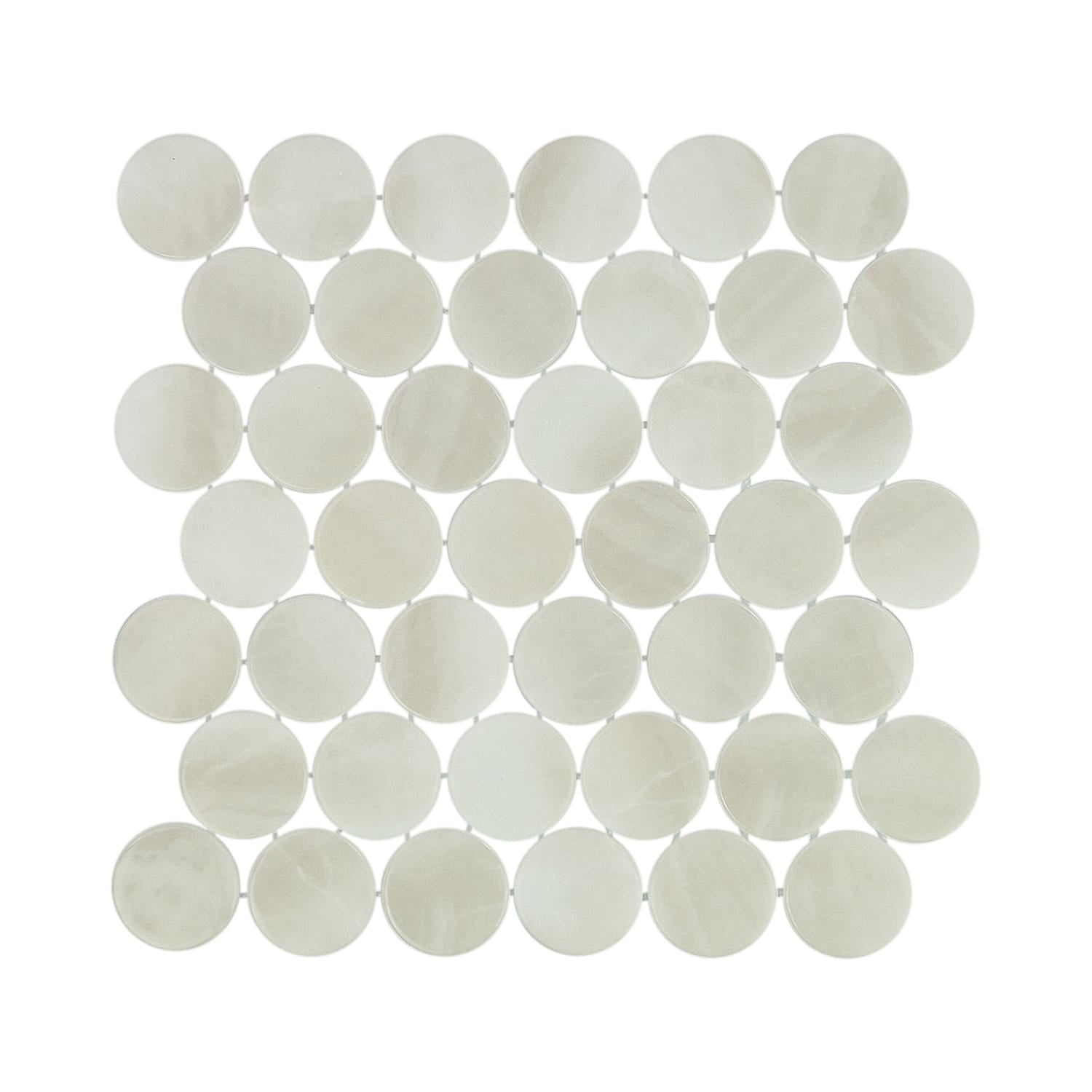 Kotilo Moonshell 2-Inch Round Recycled Glass Mosaic Tile Euro Glass