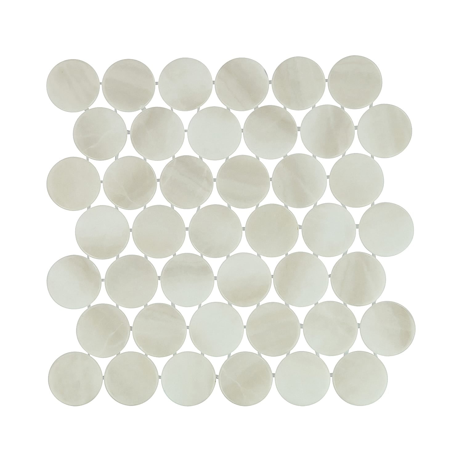 Kotilo Moonshell 2-Inch Round Recycled Glass Mosaic Tile Euro Glass