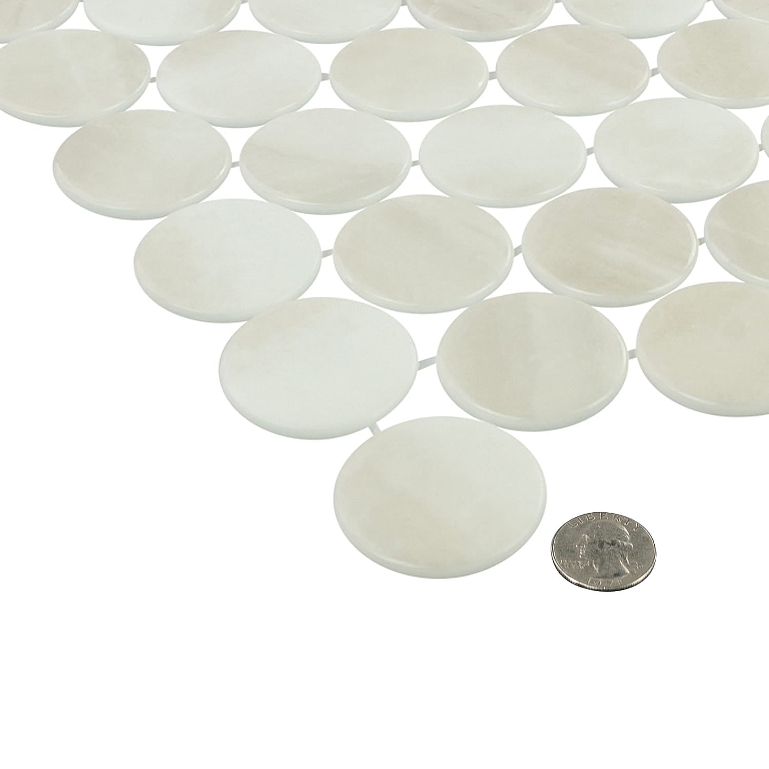 Kotilo Moonshell 2-Inch Round Recycled Glass Mosaic Tile Euro Glass