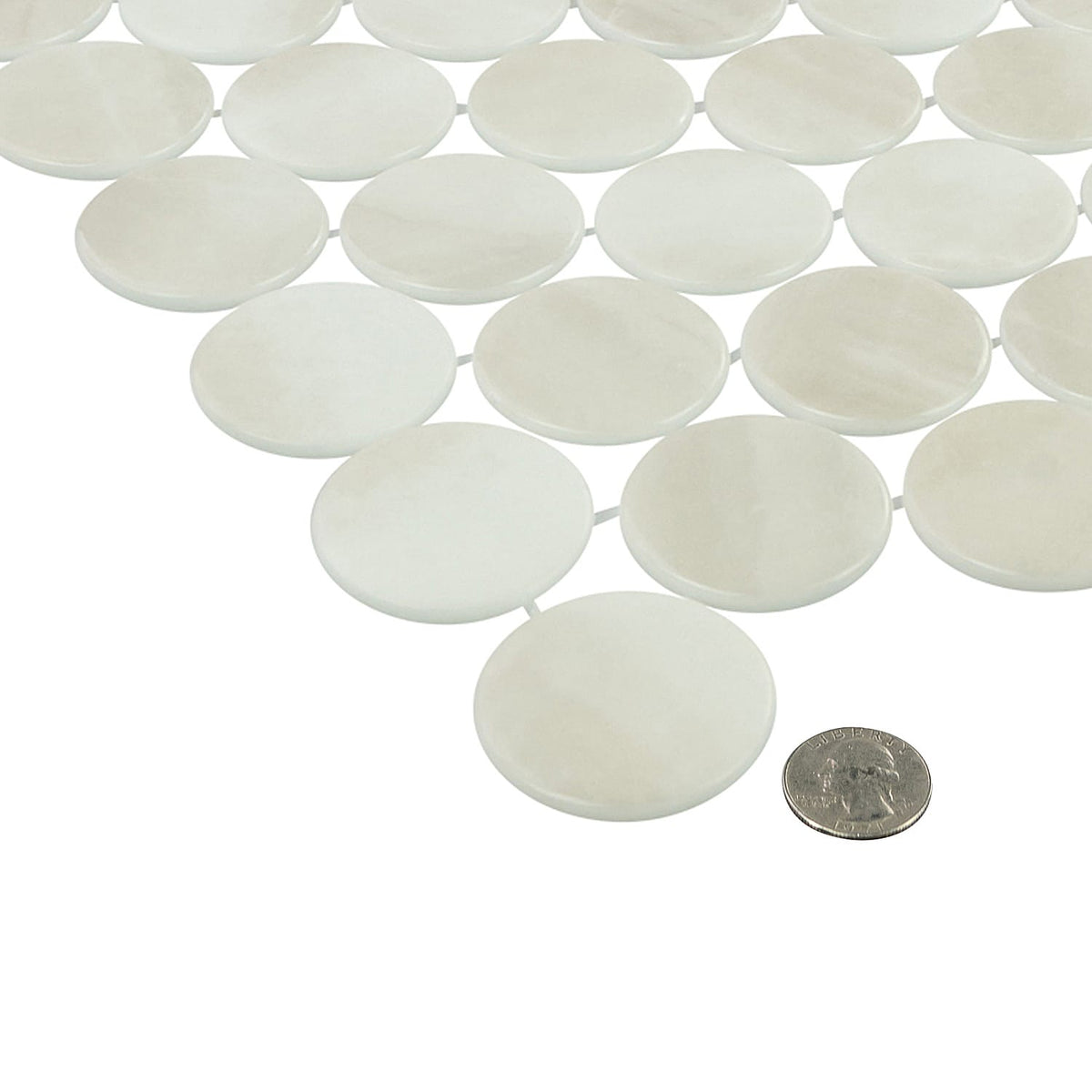 Kotilo Moonshell 2-Inch Round Recycled Glass Mosaic Tile Euro Glass