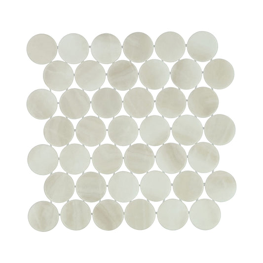 Kotilo Moonshell 2-Inch Round Recycled Glass Mosaic Tile Euro Glass