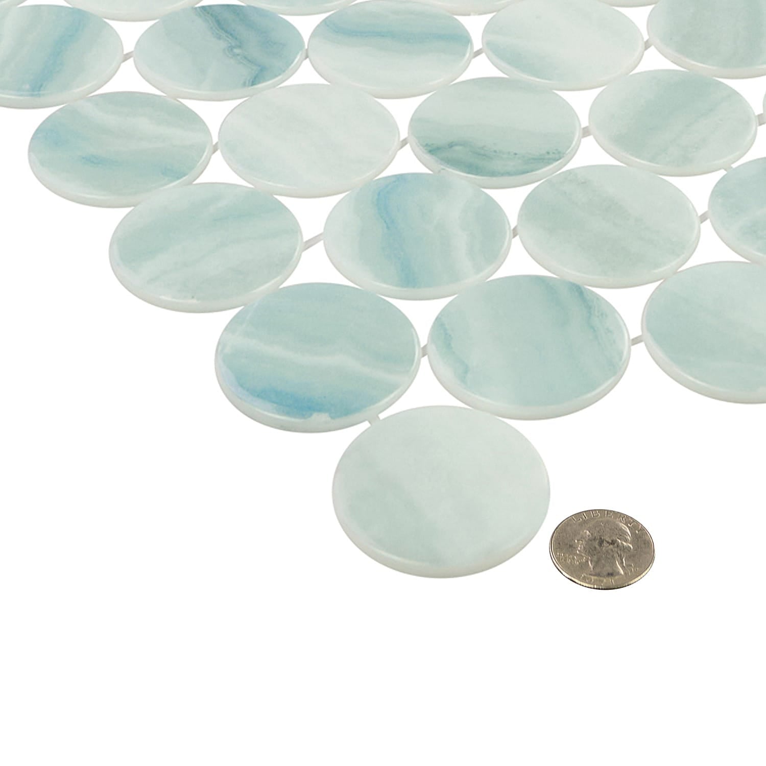 Kotilo Velella 2-Inch Round Recycled Glass Mosaic Tile Euro Glass