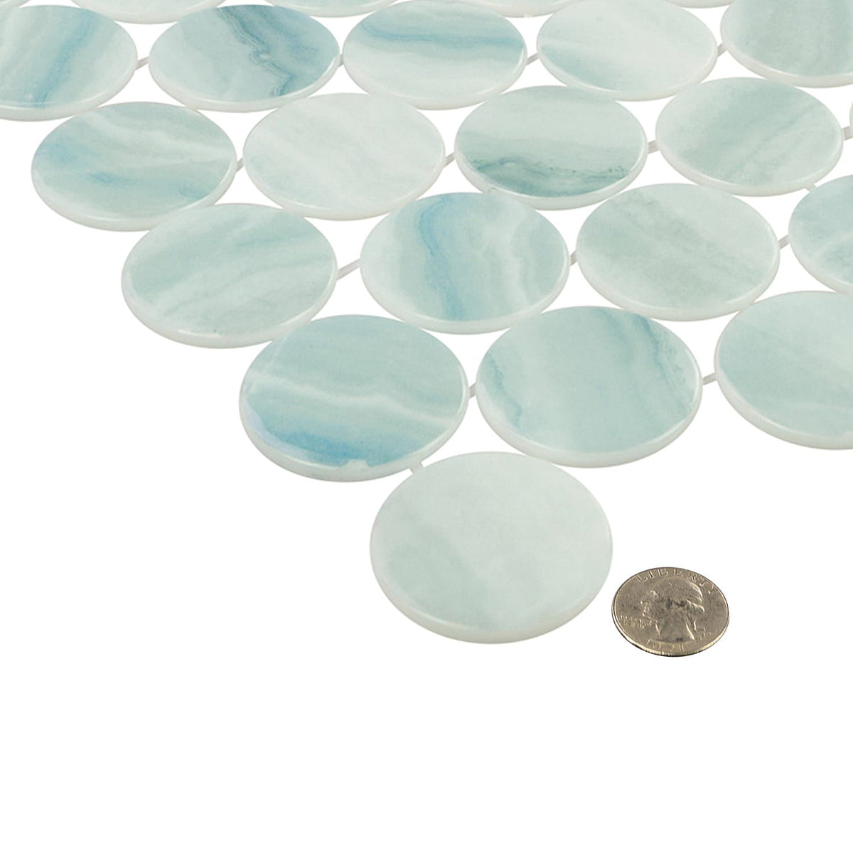 Kotilo Velella 2-Inch Round Recycled Glass Mosaic Tile Euro Glass