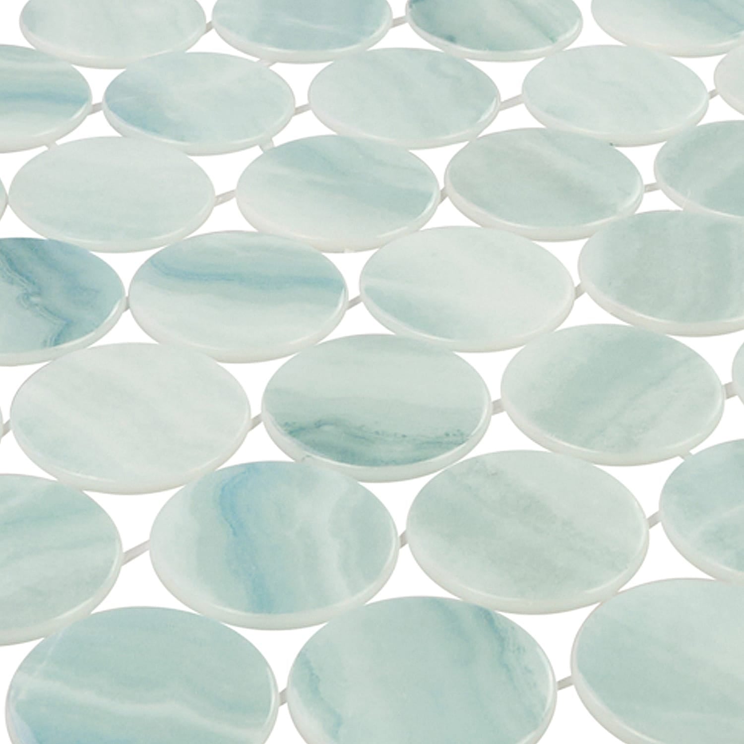 Kotilo Velella 2-Inch Round Recycled Glass Mosaic Tile Euro Glass