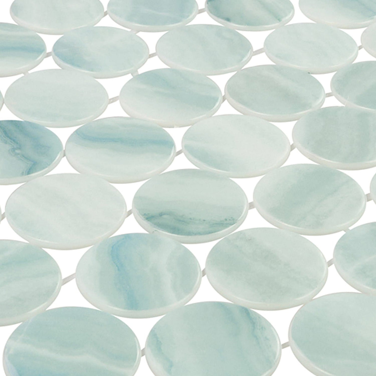 Kotilo Velella 2-Inch Round Recycled Glass Mosaic Tile Euro Glass