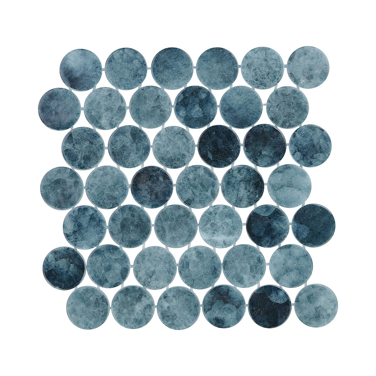 Kumo Aizo 2-Inch Round Recycled Glass Mosaic Tile Euro Glass
