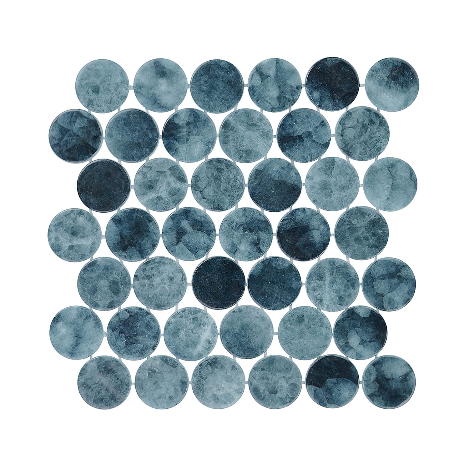 Kumo Aizo 2-Inch Round Recycled Glass Mosaic Tile Euro Glass