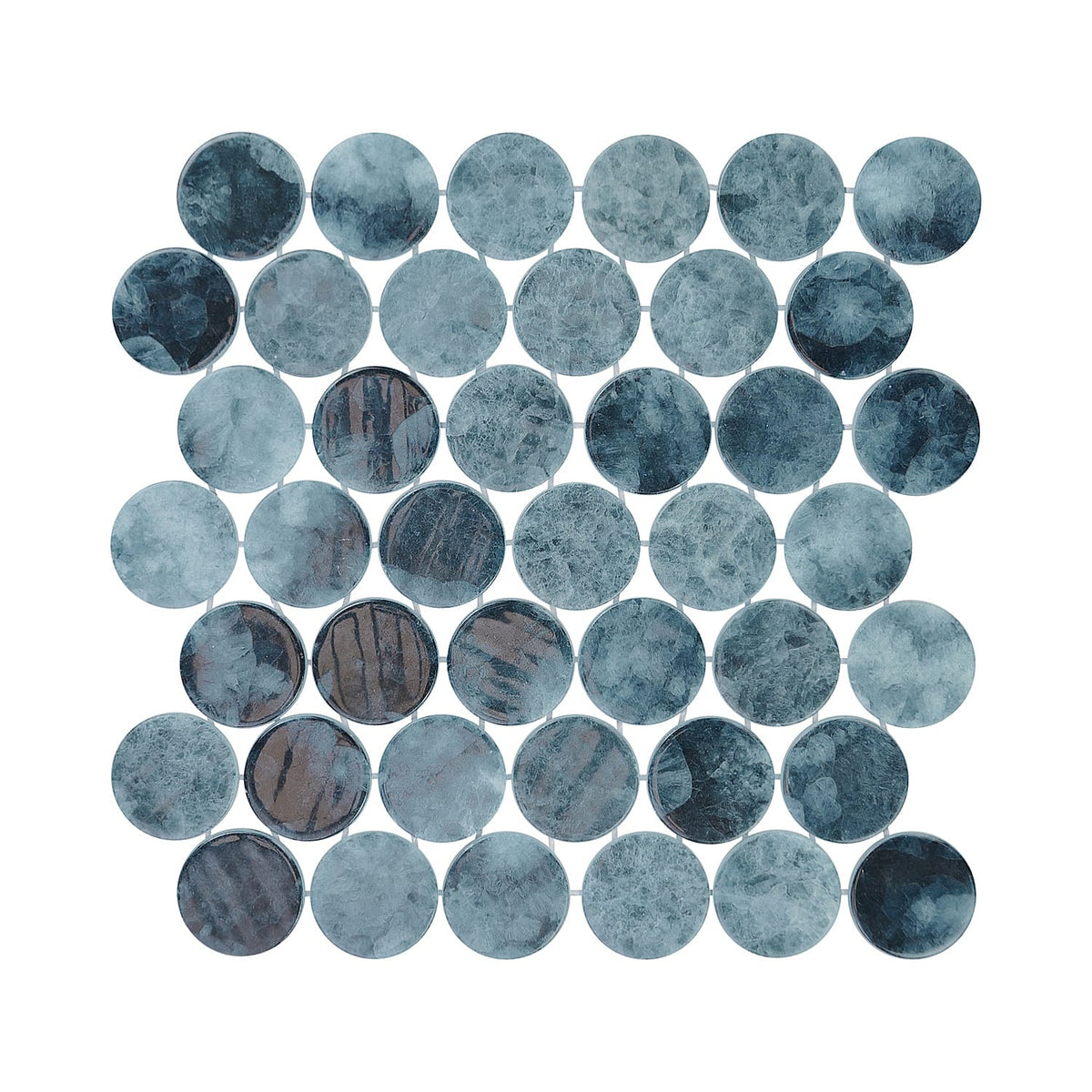 Kumo Aizo 2-Inch Round Recycled Glass Mosaic Tile Euro Glass