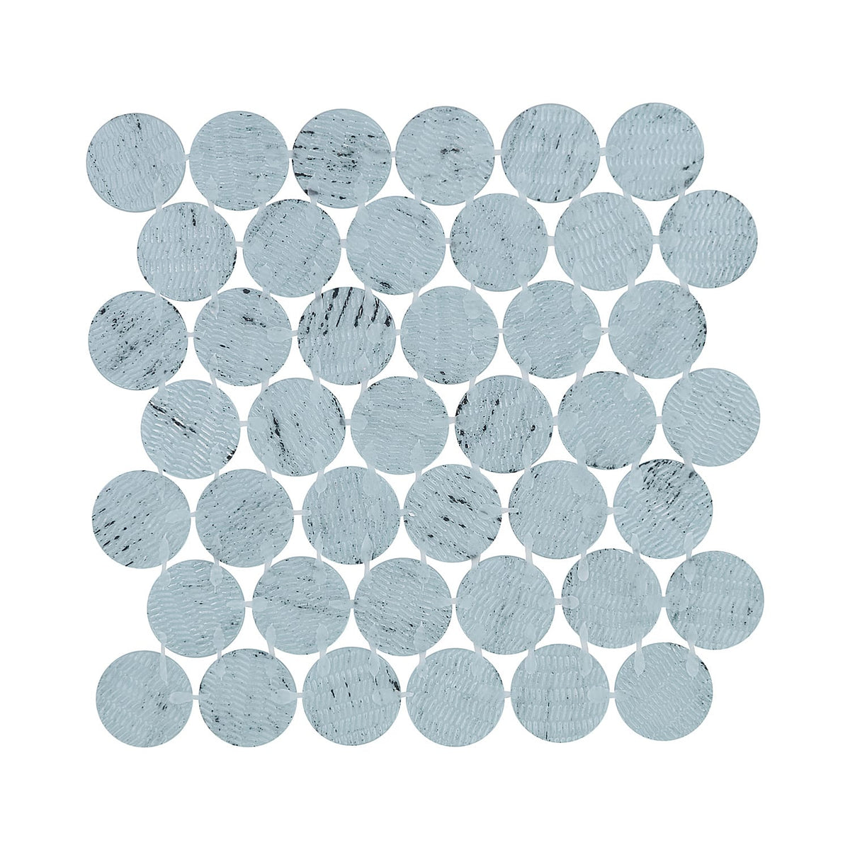 Kumo Dayflower 2-Inch Round Recycled Glass Mosaic Tile Euro Glass