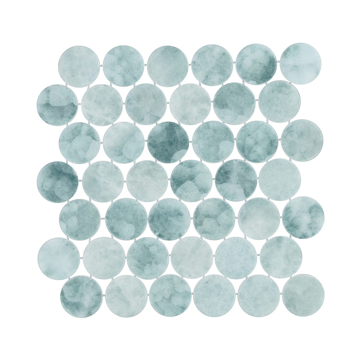 Kumo Dayflower 2-Inch Round Recycled Glass Mosaic Tile Euro Glass