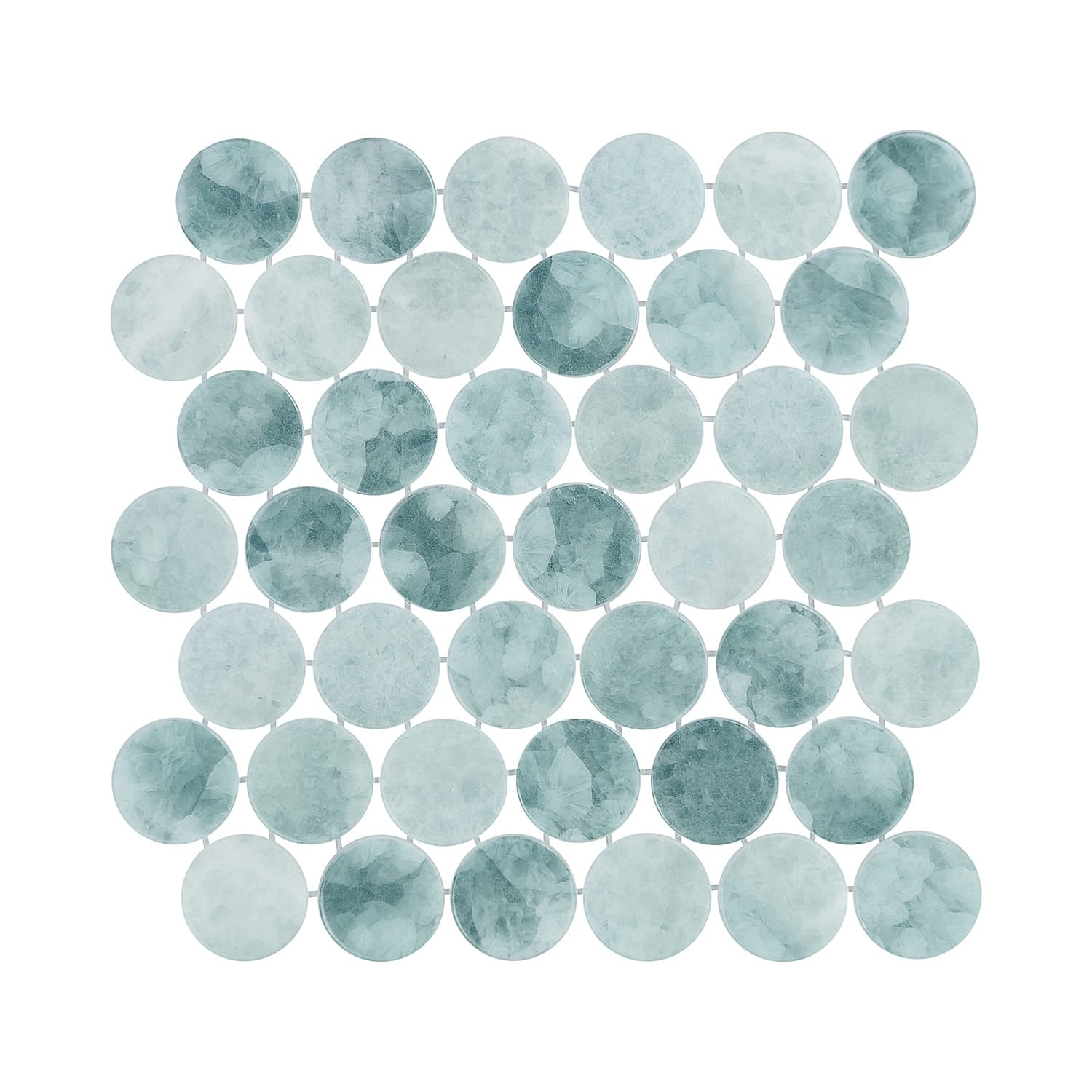 Kumo Dayflower 2-Inch Round Recycled Glass Mosaic Tile Euro Glass