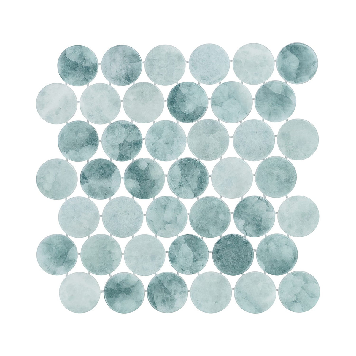 Kumo Dayflower 2-Inch Round Recycled Glass Mosaic Tile Euro Glass