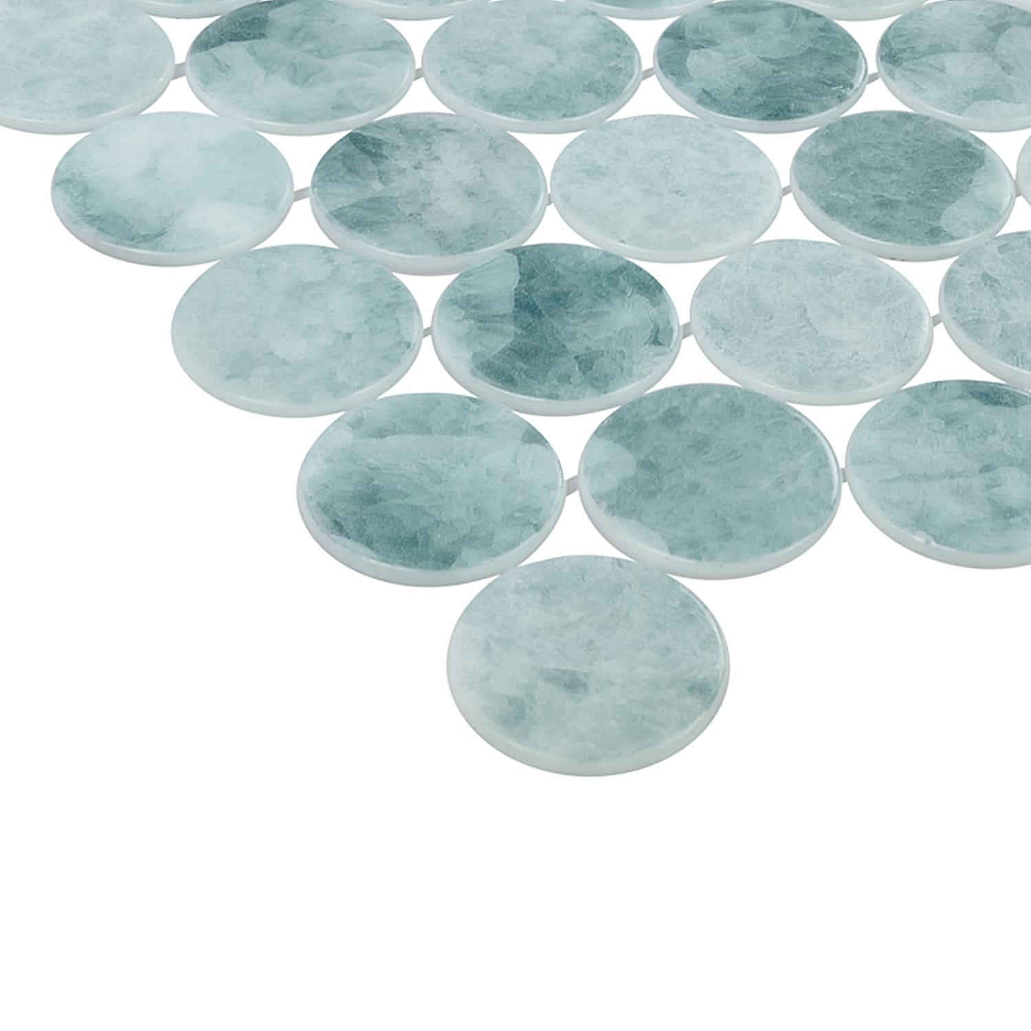 Kumo Dayflower 2-Inch Round Recycled Glass Mosaic Tile Euro Glass