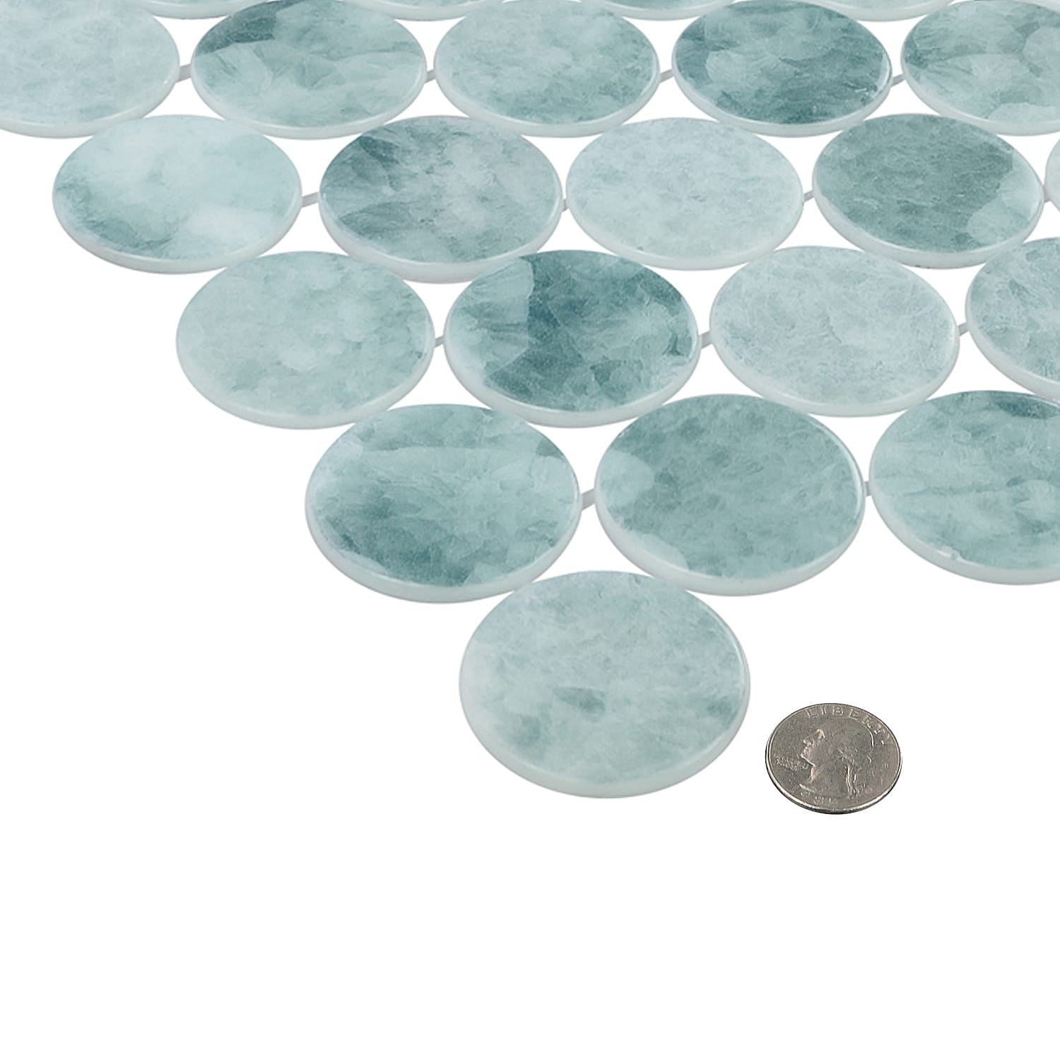 Kumo Dayflower 2-Inch Round Recycled Glass Mosaic Tile Euro Glass