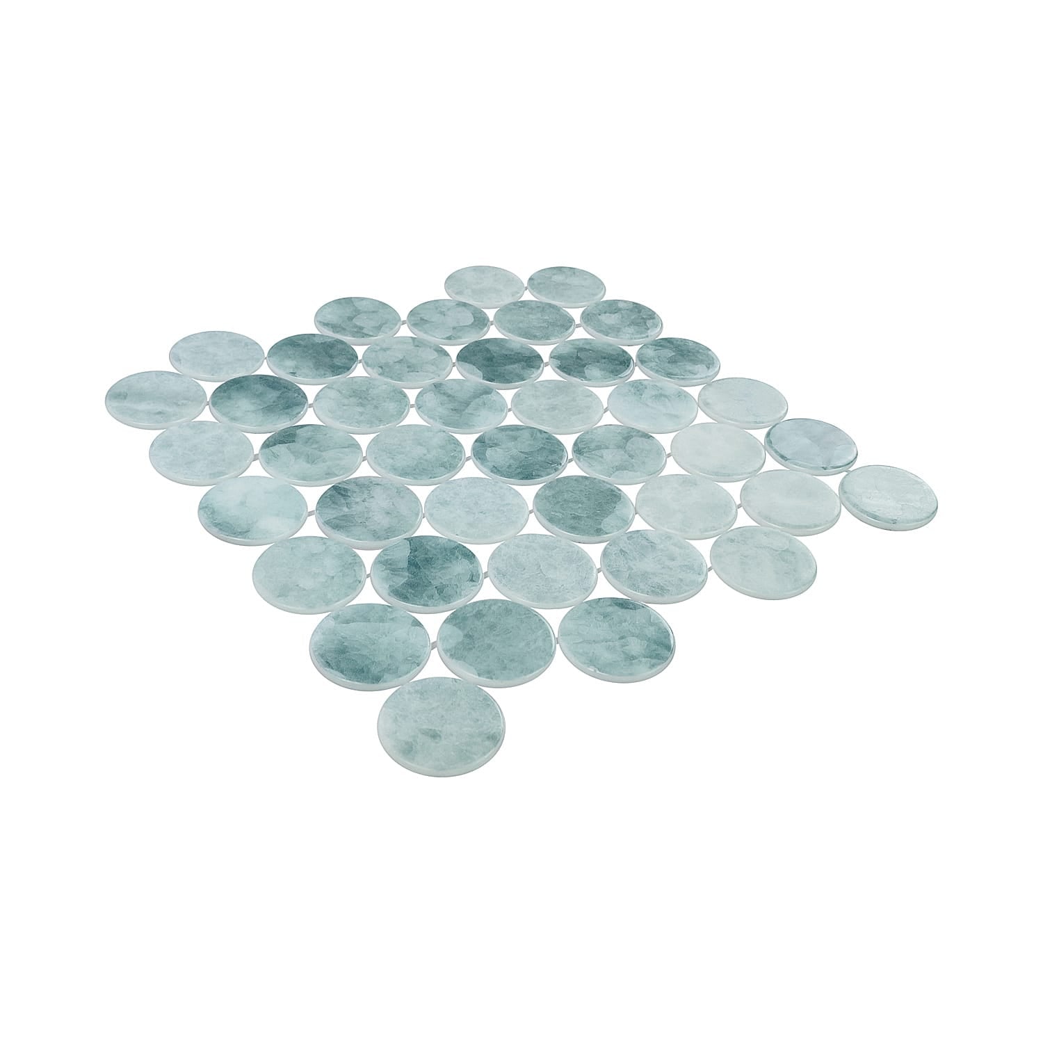 Kumo Dayflower 2-Inch Round Recycled Glass Mosaic Tile Euro Glass