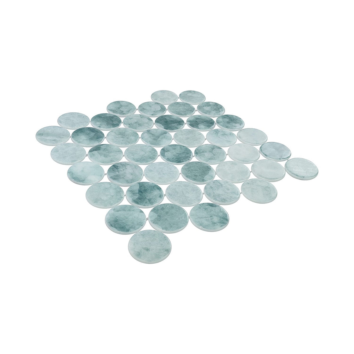 Kumo Dayflower 2-Inch Round Recycled Glass Mosaic Tile Euro Glass