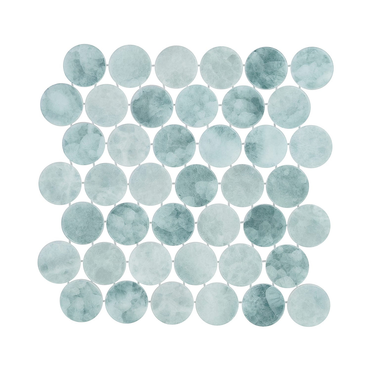 Kumo Dayflower 2-Inch Round Recycled Glass Mosaic Tile Euro Glass