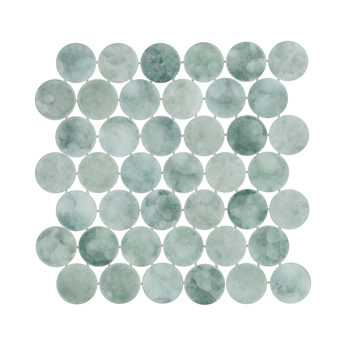 Kumo Midori 2-Inch Round Recycled Glass Mosaic Tile Euro Glass