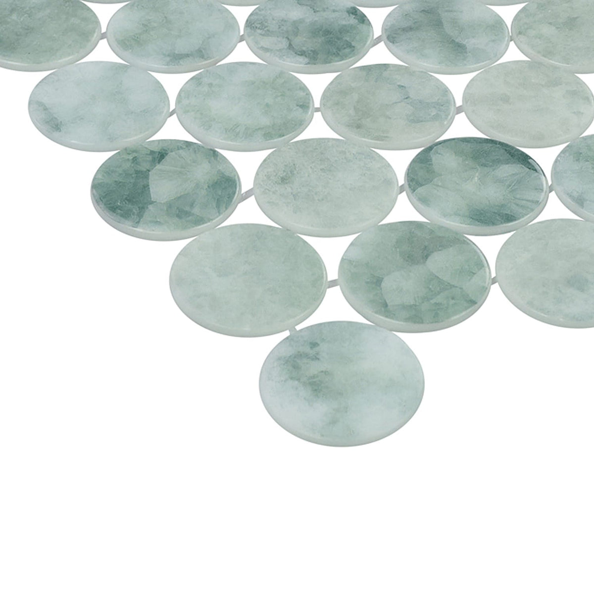 Kumo Midori 2-Inch Round Recycled Glass Mosaic Tile Euro Glass