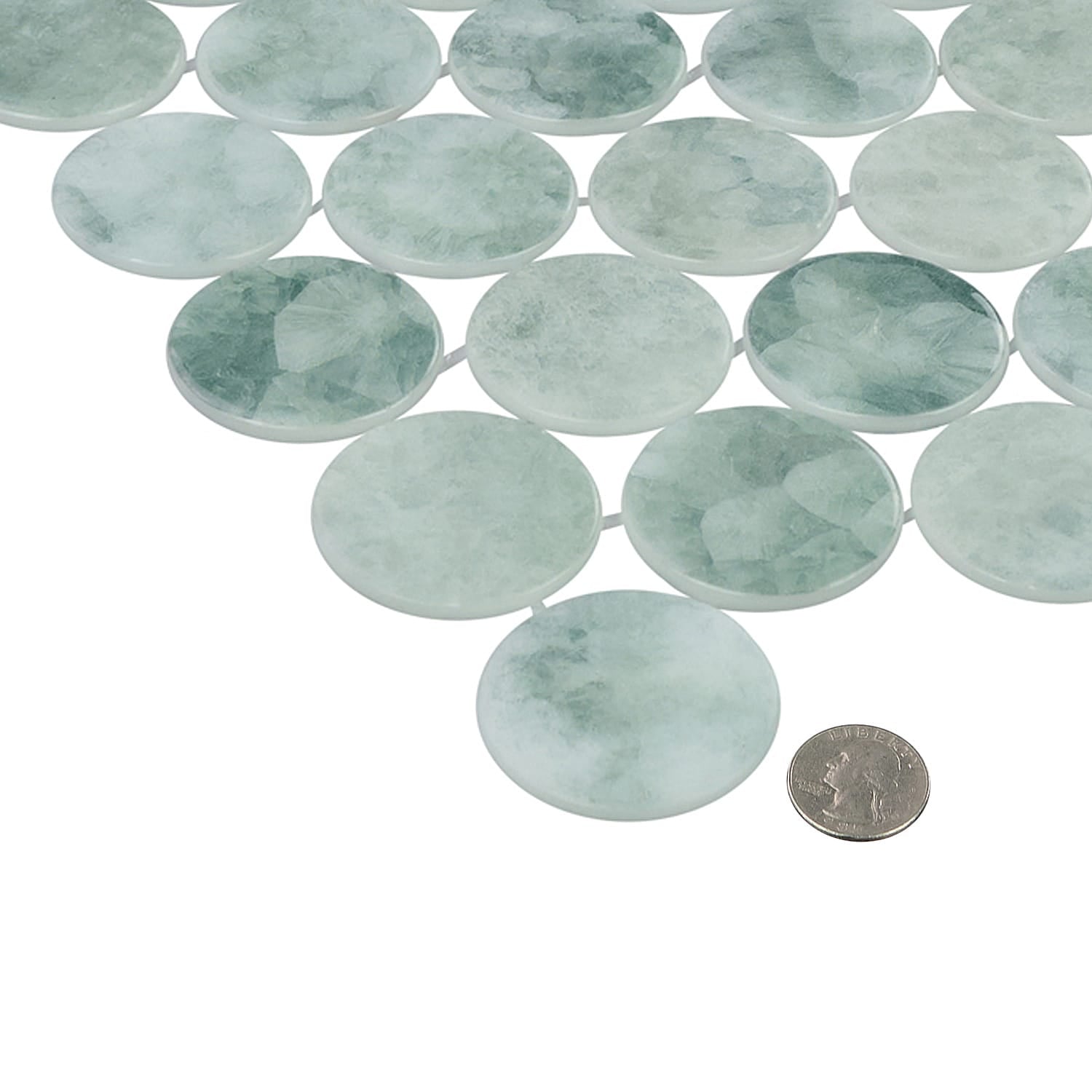 Kumo Midori 2-Inch Round Recycled Glass Mosaic Tile Euro Glass