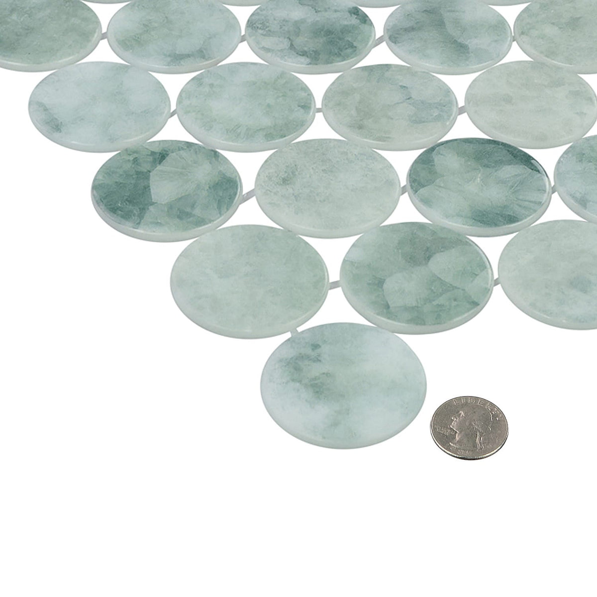 Kumo Midori 2-Inch Round Recycled Glass Mosaic Tile Euro Glass