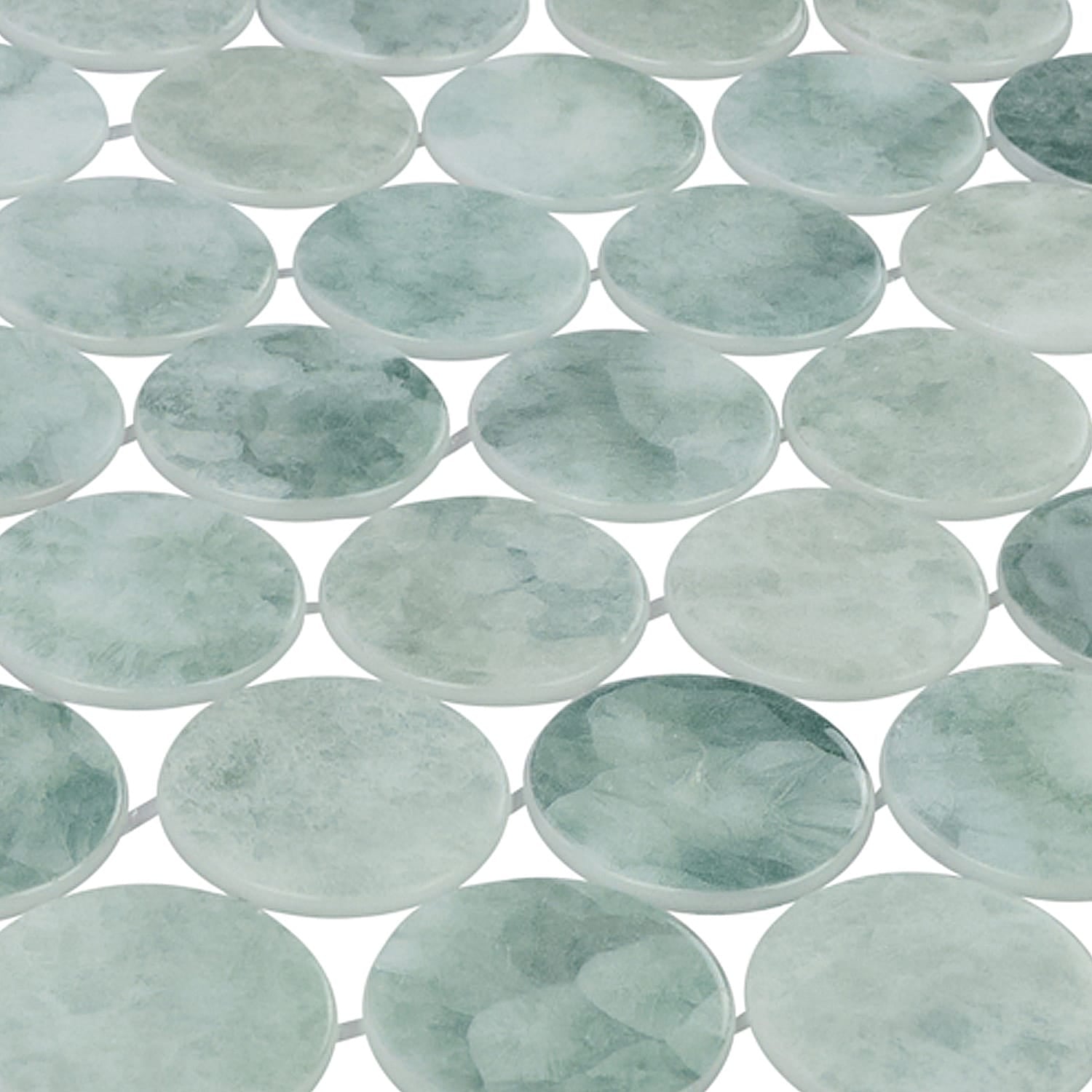 Kumo Midori 2-Inch Round Recycled Glass Mosaic Tile Euro Glass