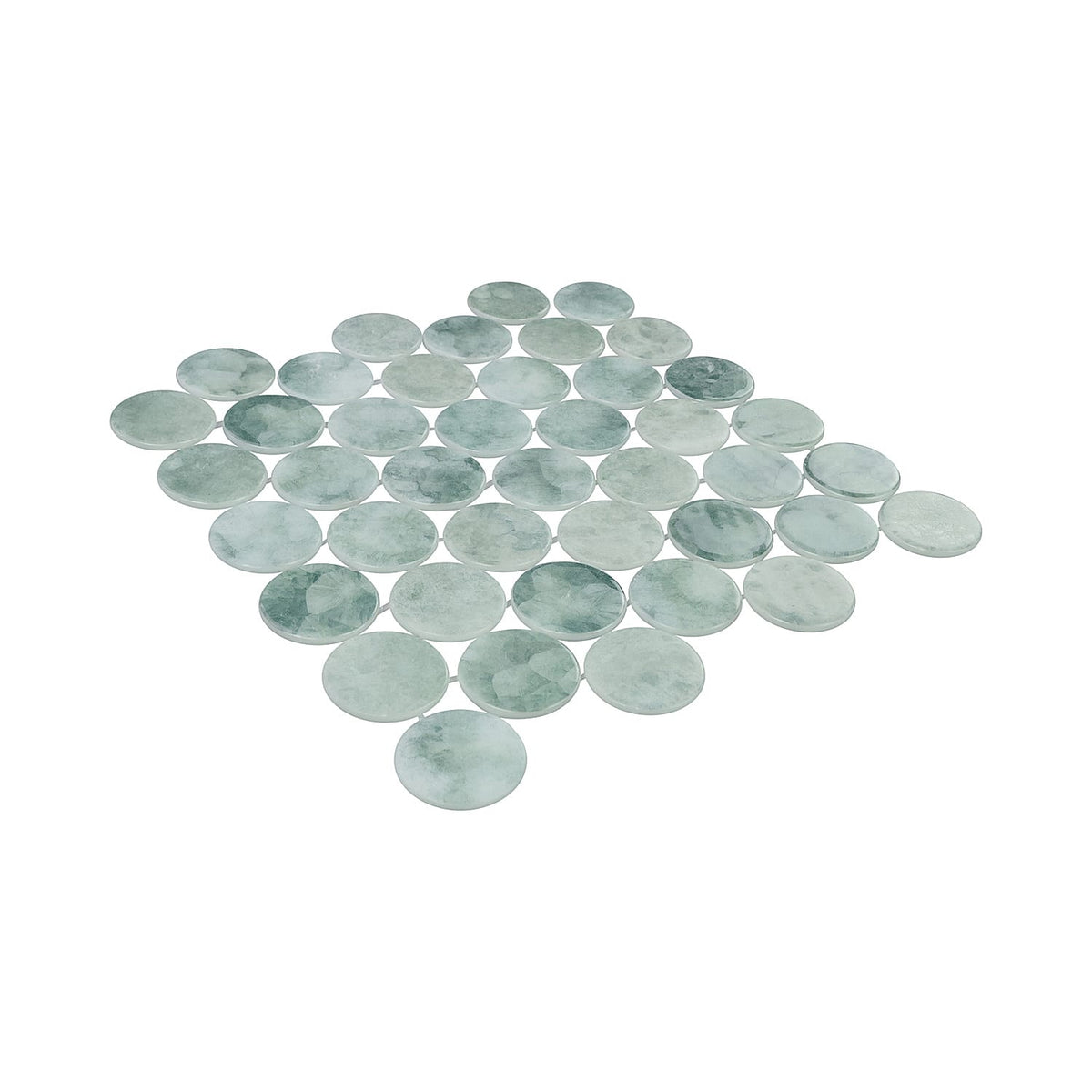 Kumo Midori 2-Inch Round Recycled Glass Mosaic Tile Euro Glass
