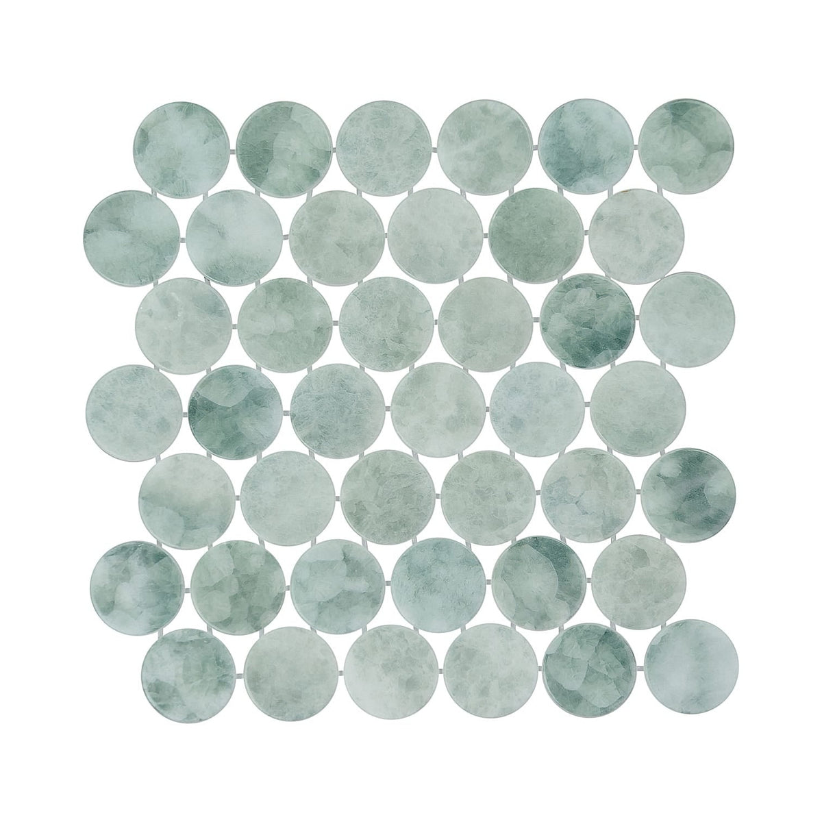 Kumo Midori 2-Inch Round Recycled Glass Mosaic Tile Euro Glass