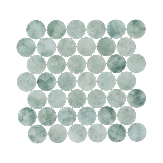 Kumo Midori 2-Inch Round Recycled Glass Mosaic Tile Euro Glass