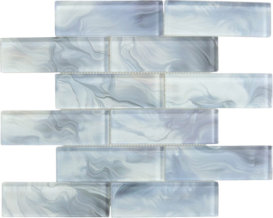 Legend Enchanted Merlin Grey 2x6 Glossy Glass Tile Euro Glass