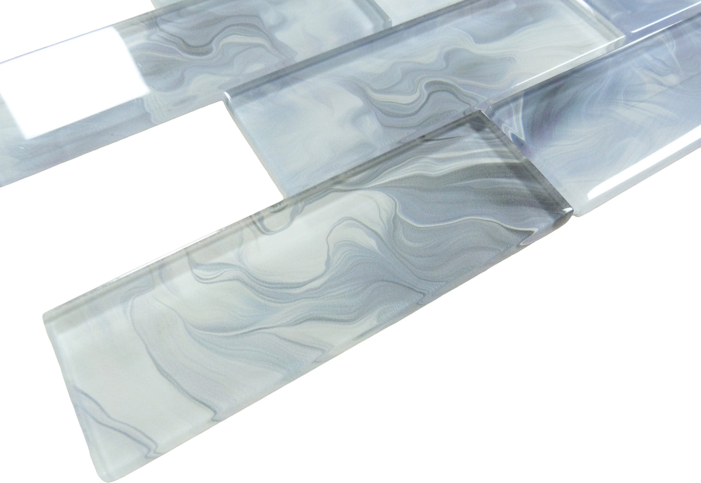 Legend Enchanted Merlin Grey 2x6 Glossy Glass Tile Euro Glass