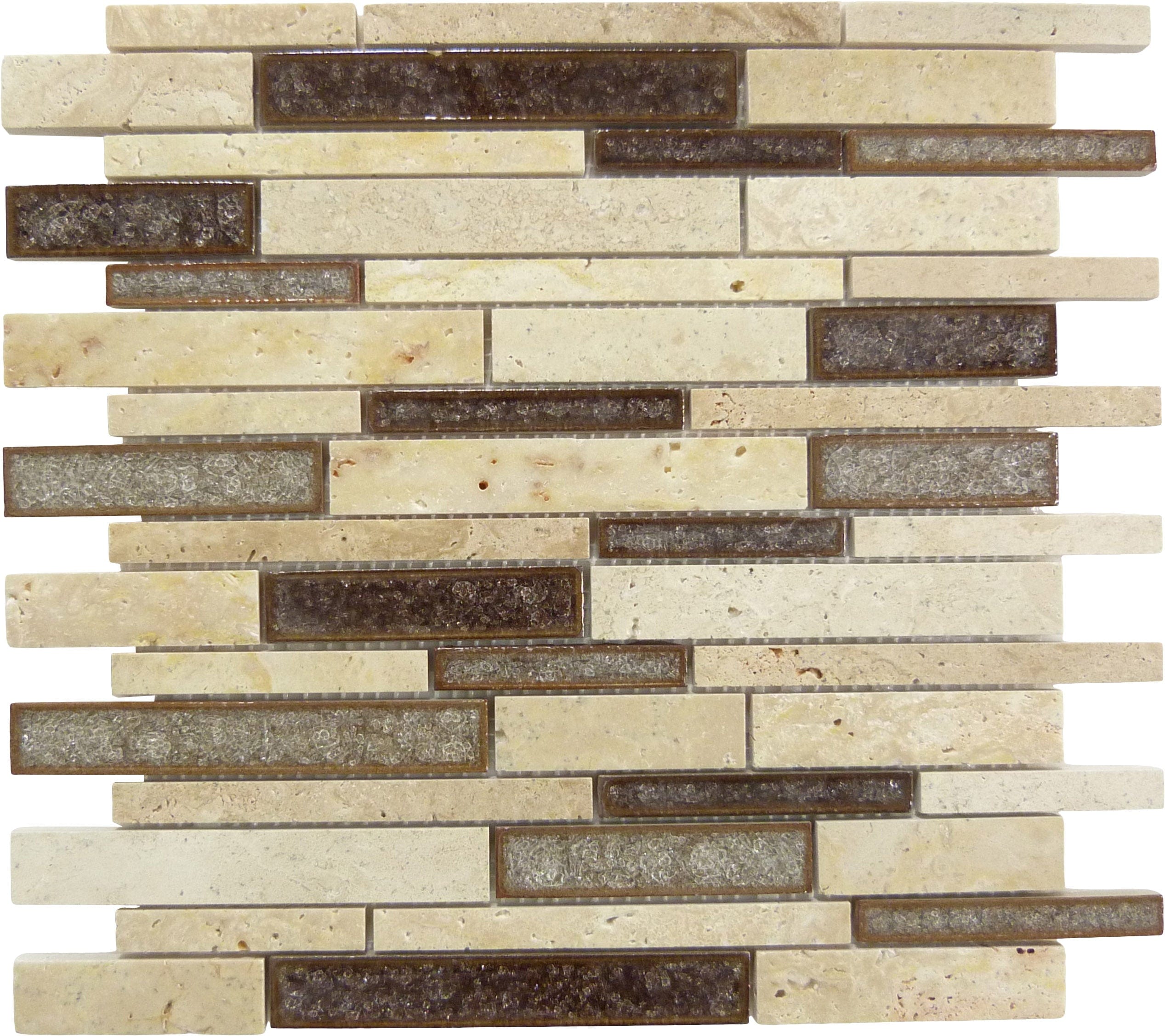 Sedona Rust TS940 Brown Random Bricks Glass and Stone Polished Tile Euro Glass