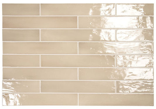 Manacor Beige Argile 2.5x16 Glossy Ceramic Tile Euro Glass