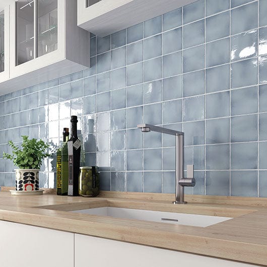 Manacor Blue Moon 4x4 Glossy Ceramic Tile Euro Glass