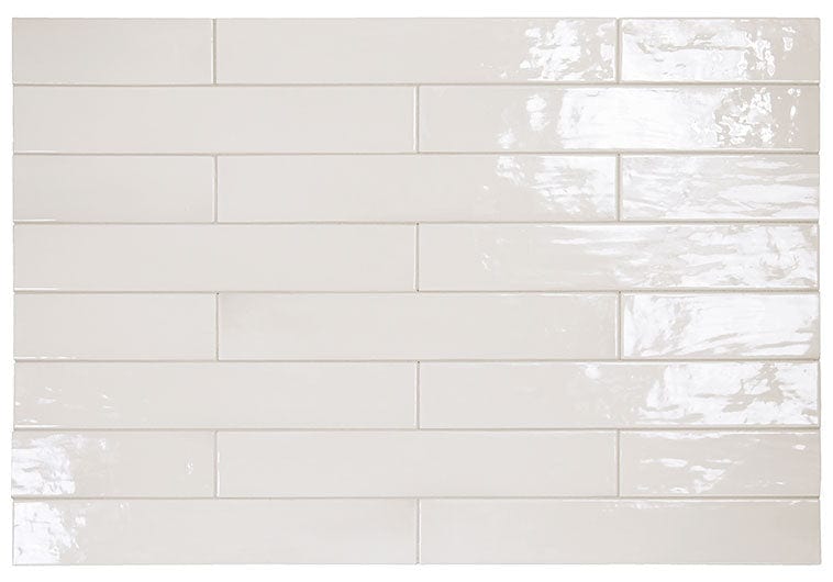 Manacor White 2.5x16 Glossy Ceramic Tile Euro Glass