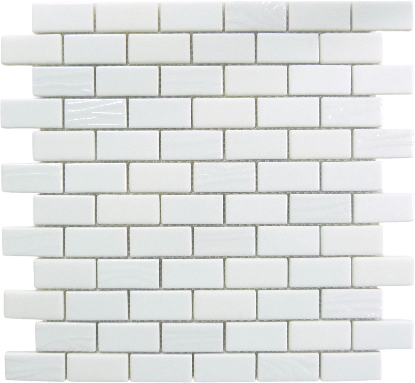 Meringue Mallow White Uniform Brick Glossy Glass Tile Euro Glass