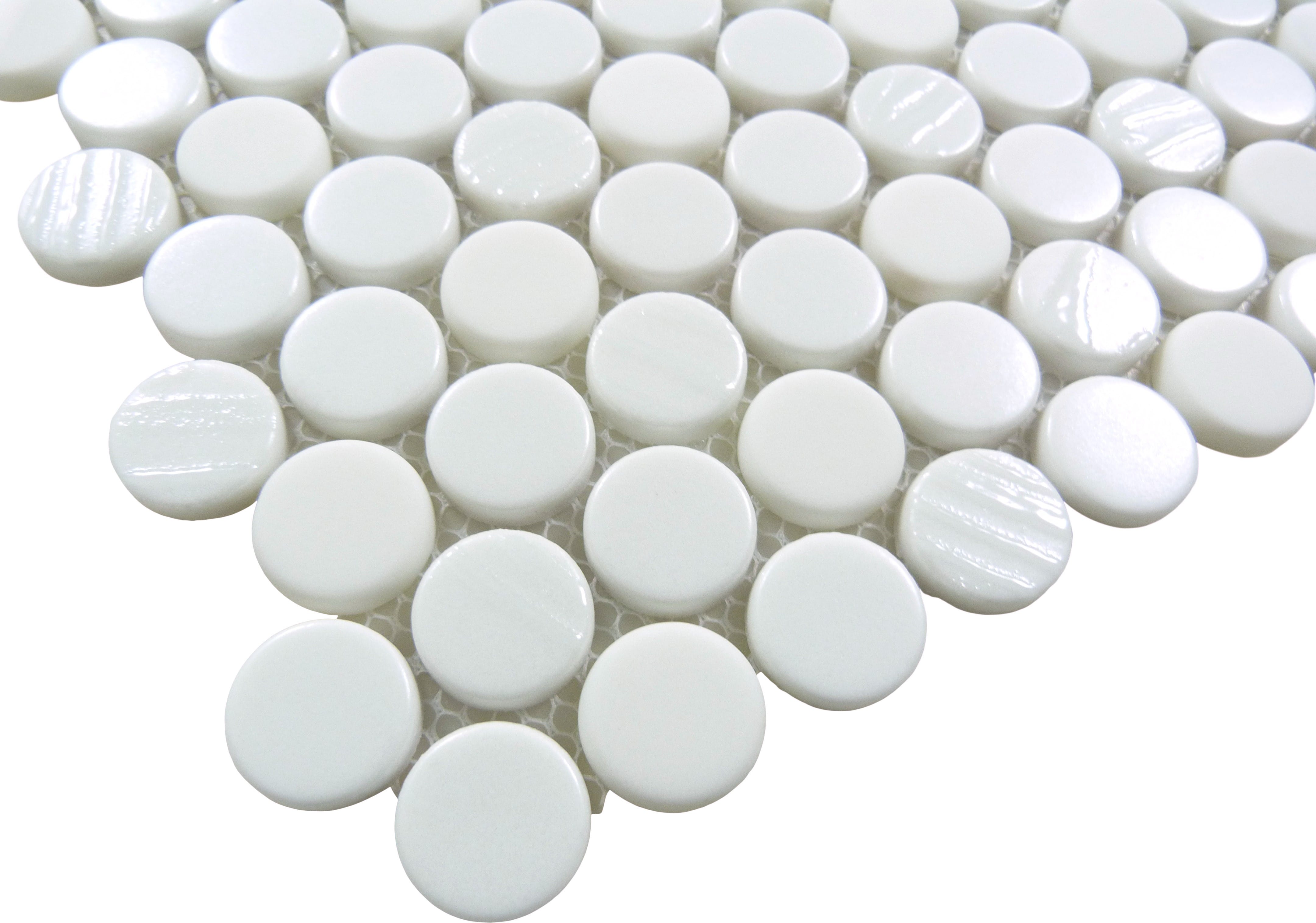 Meringue Pavlova Round White Glossy Glass Tile Euro Glass