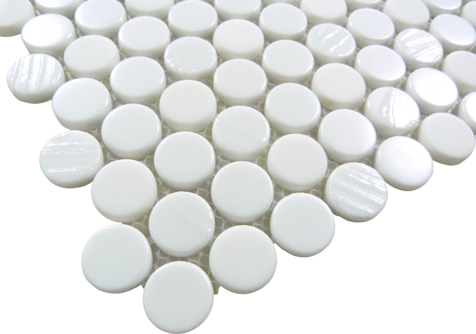 Meringue Pavlova Round White Glossy Glass Tile Euro Glass