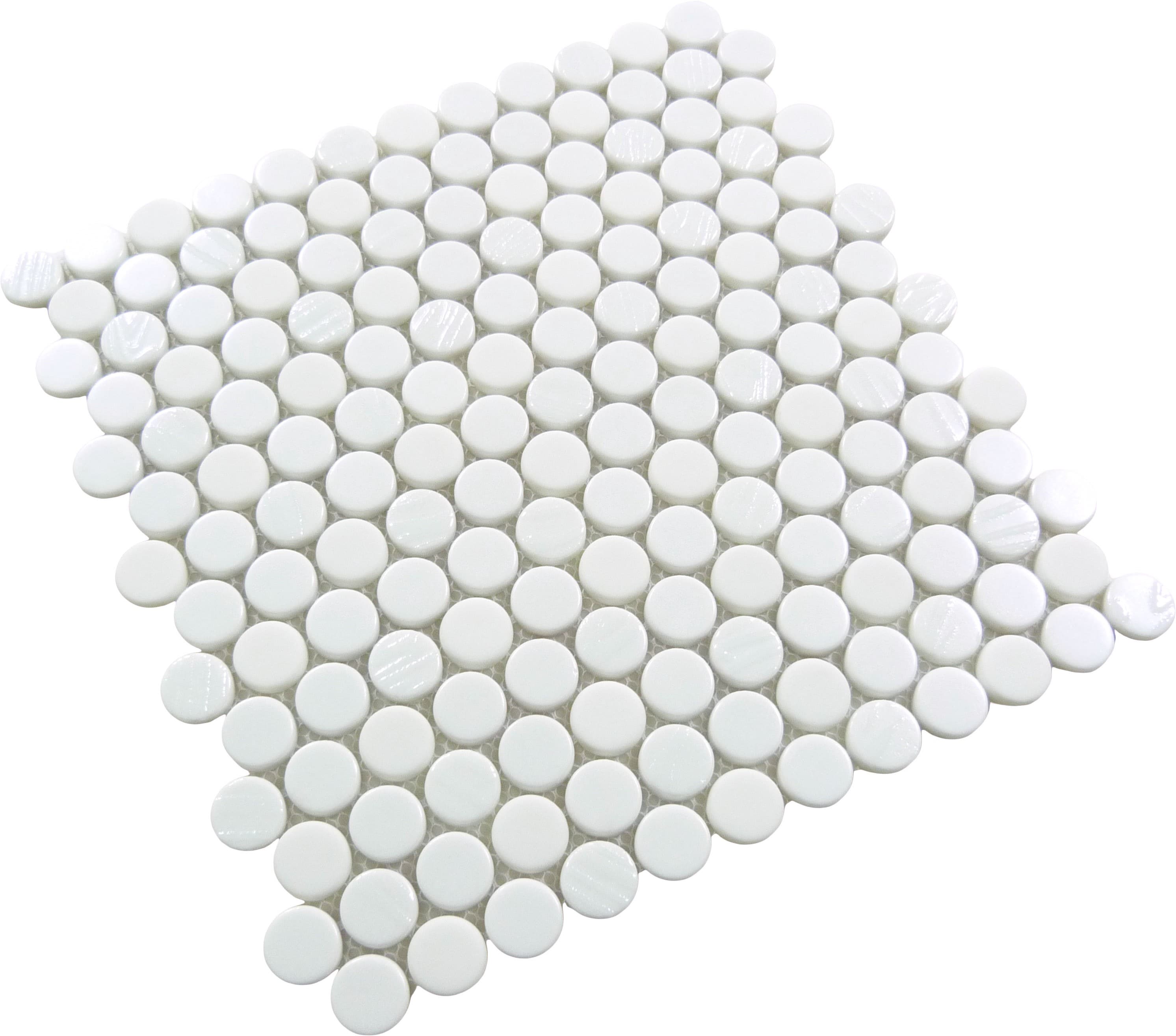 Meringue Pavlova Round White Glossy Glass Tile Euro Glass