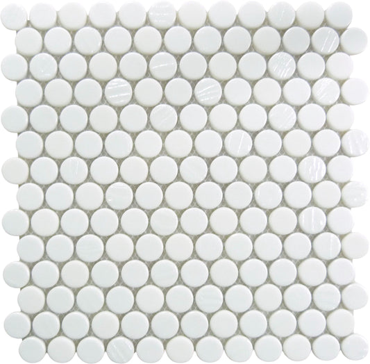 Meringue Pavlova Round White Glossy Glass Tile Euro Glass