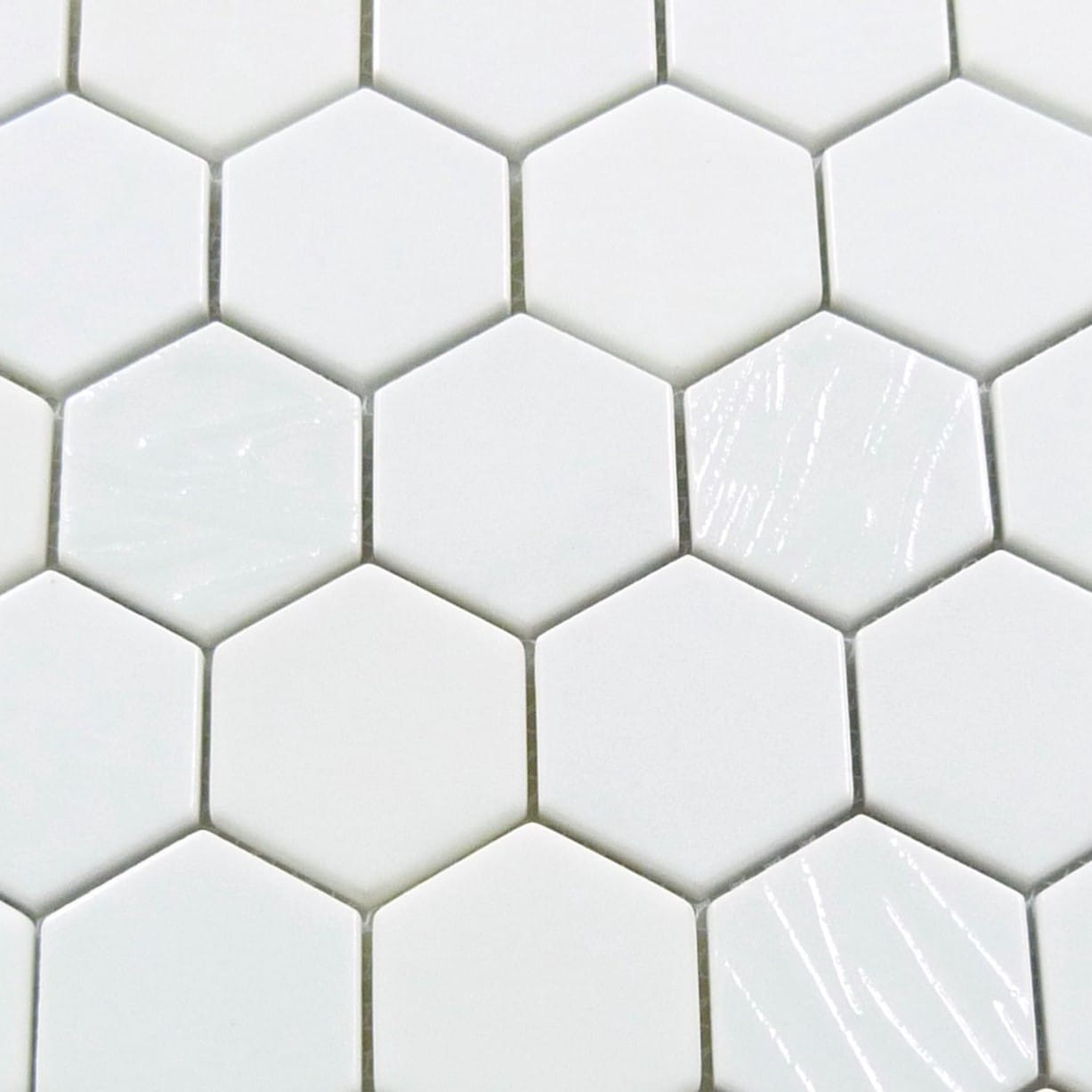 Meringue Swissel White Hexagon Glossy Glass Tile Euro Glass