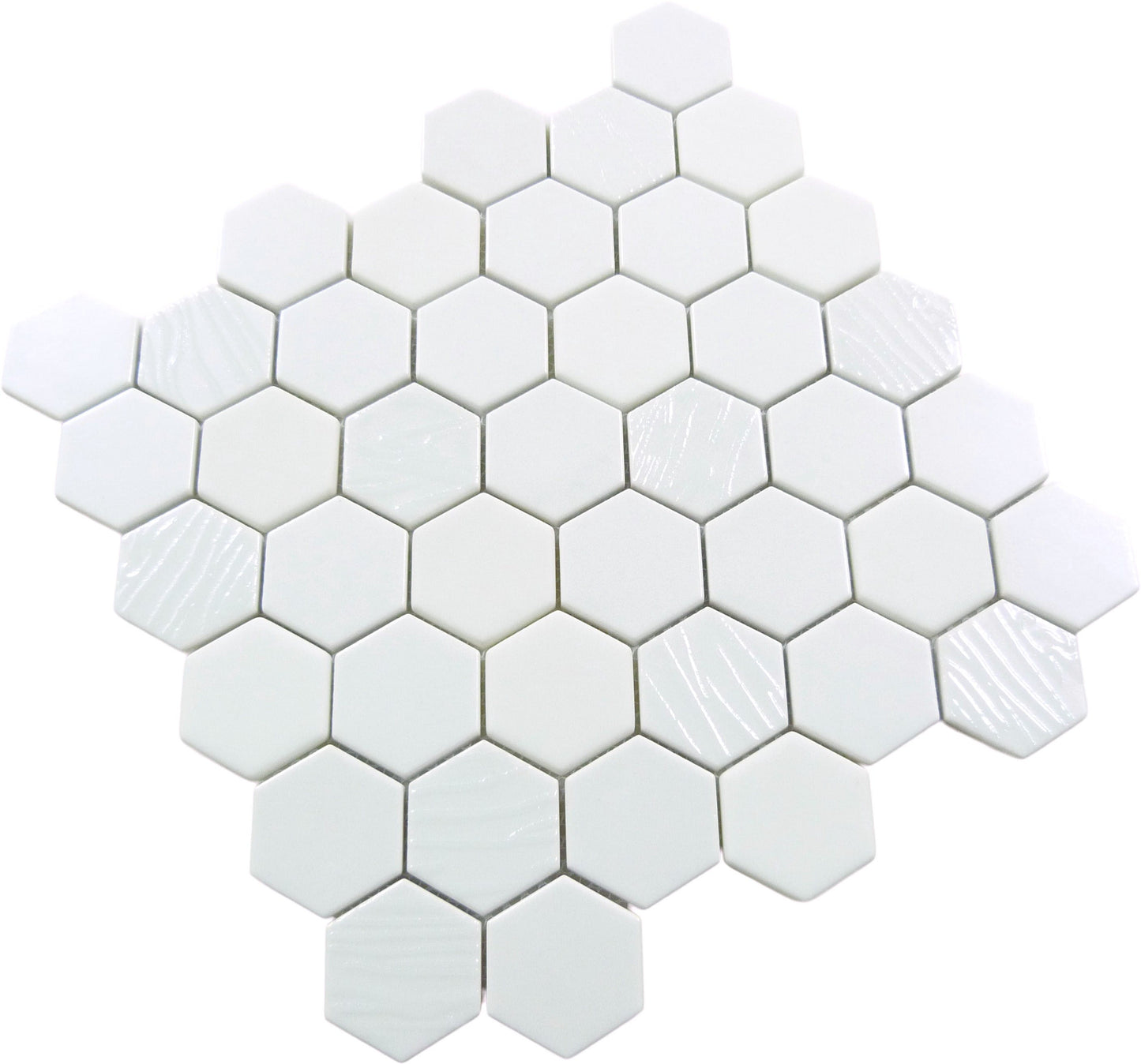 Meringue Swissel White Hexagon Glossy Glass Tile Euro Glass