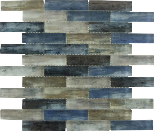 Metropolis Kent Sky Blue 1x4 Uniform Brick Matte Glass Tile Euro Glass