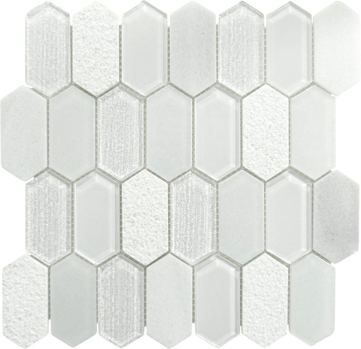 Modular Garden Edret Field White Elongated Hexagon Tile Euro Glass