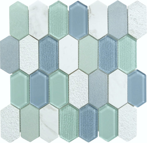 Modular Garden Lucia Isle Blue Elongated Hexagon Tile Euro Glass