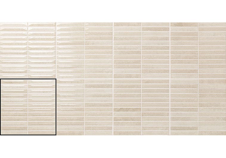 Modulette Sandrift Beige 8x8 Glossy Ceramic Tile Euro Glass
