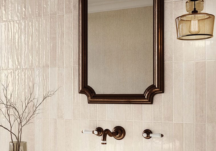 Modulette Sandrift Beige 8x8 Glossy Ceramic Tile Euro Glass